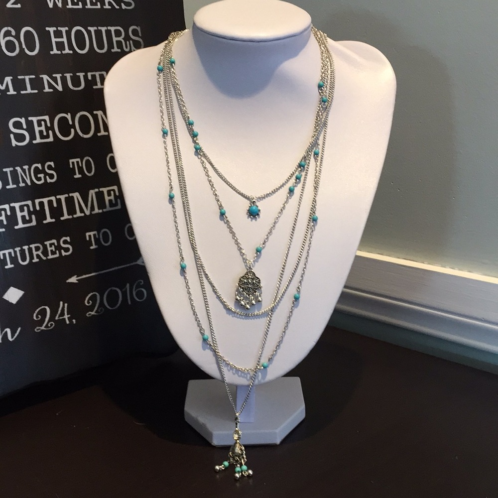 New Turquoise beaded Layered Necklace - Picture 2 of 6